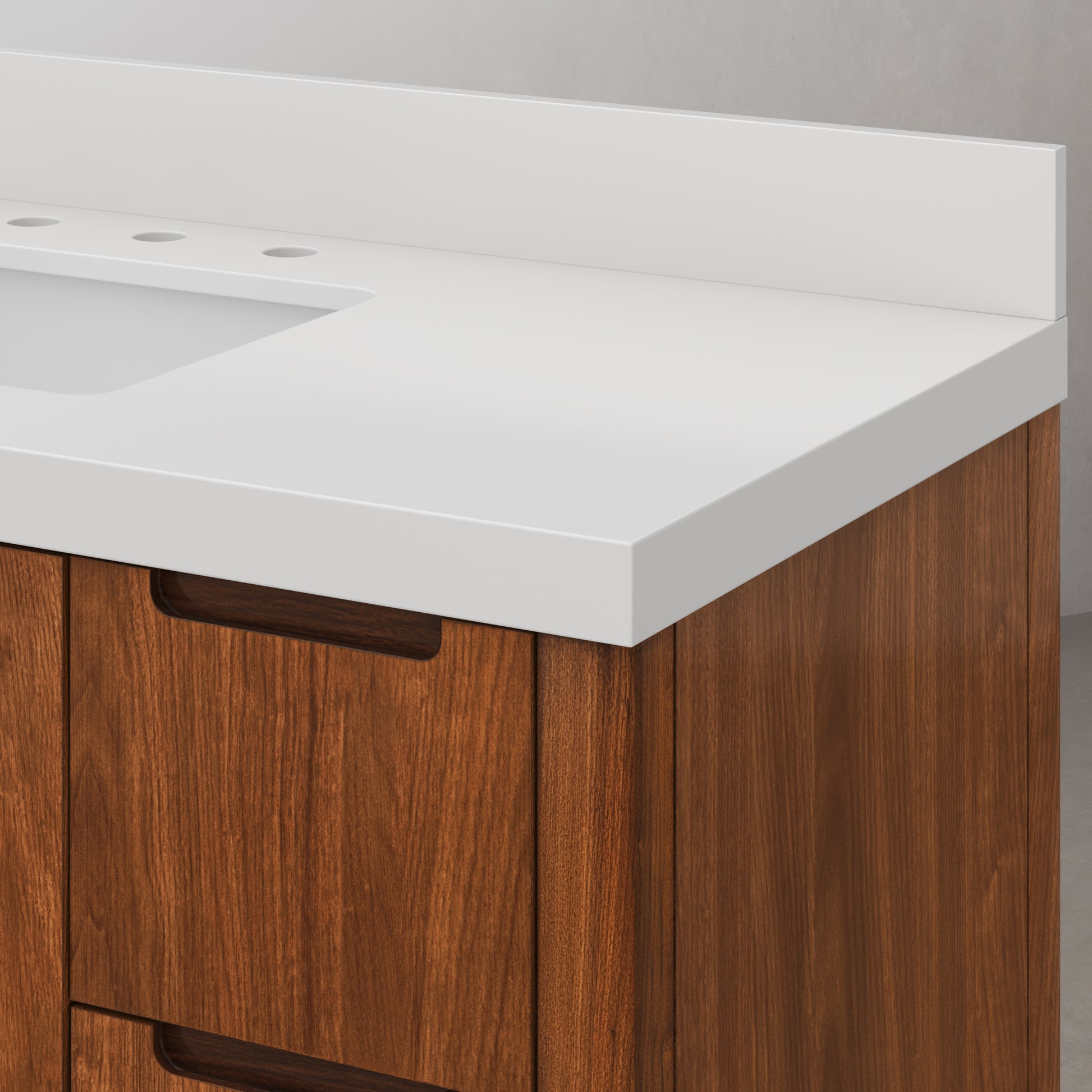 Sequoia 48 In. x 34.4 in. H Single Sink Bath Vanity in Noir Juglans with White Quartz Top | Water Creation