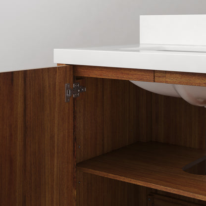 Sequoia 72 In. x 34.4 in. H Double Sink Bath Vanity in Mango Wood with White Quartz Top | Water Creation