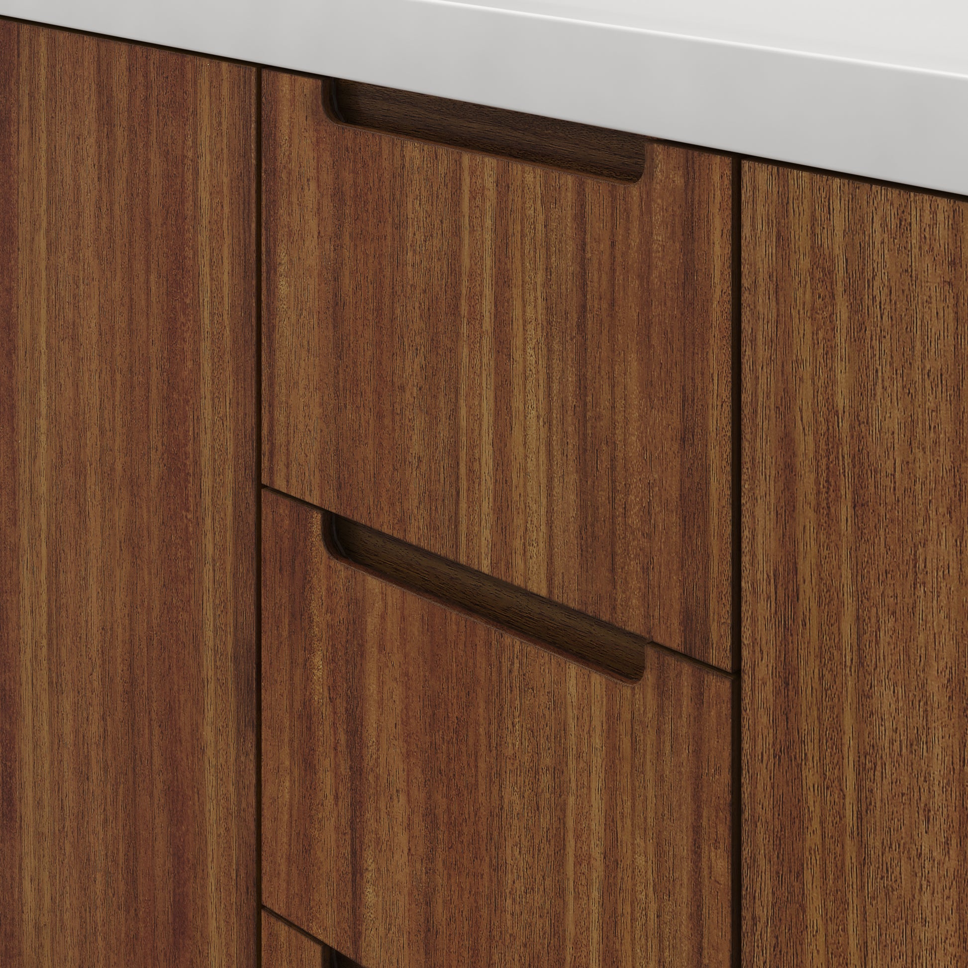 Sequoia 72 In. x 34.4 in. H Double Sink Bath Vanity in Mango Wood with White Quartz Top | Water Creation