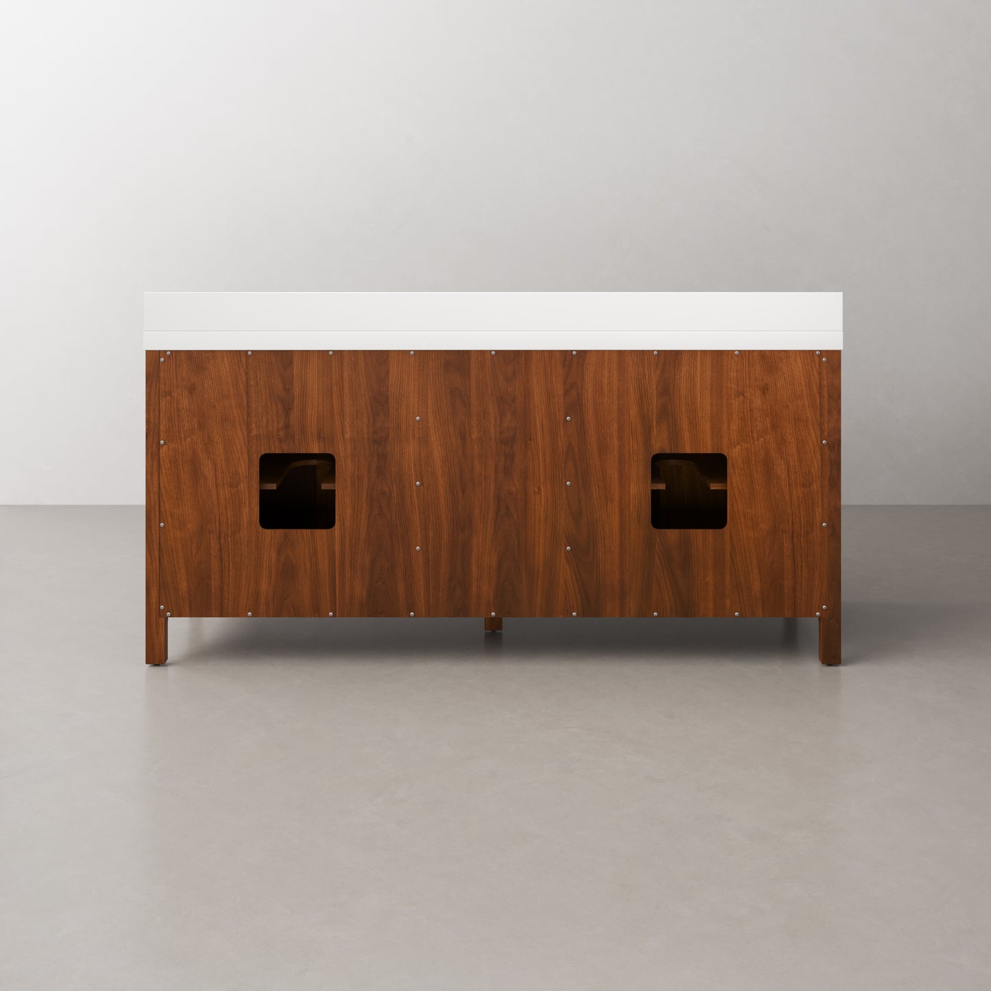 Sequoia 72 In. x 34.4 in. H Double Sink Bath Vanity in Noir Juglans with White Quartz Top | Water Creation