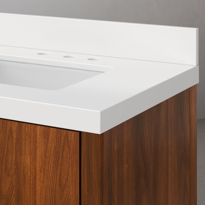 Sequoia 72 In. x 34.4 in. H Double Sink Bath Vanity in Noir Juglans with White Quartz Top | Water Creation