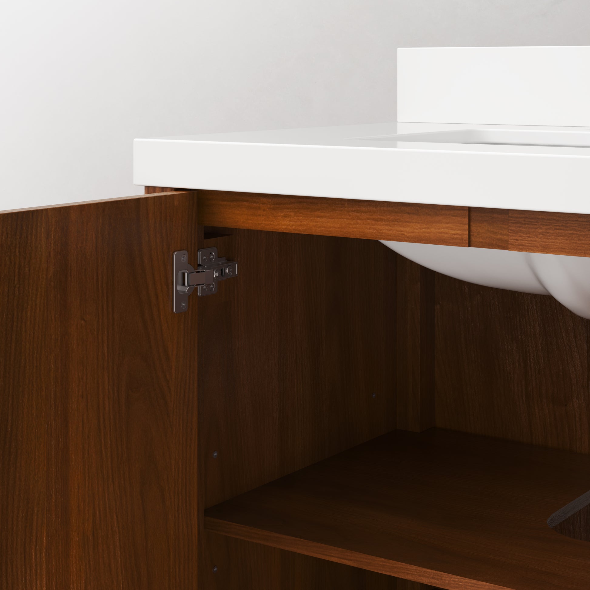 Sequoia 72 In. x 34.4 in. H Double Sink Bath Vanity in Noir Juglans with White Quartz Top | Water Creation