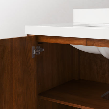 Sequoia 72 In. x 34.4 in. H Double Sink Bath Vanity in Noir Juglans with White Quartz Top | Water Creation