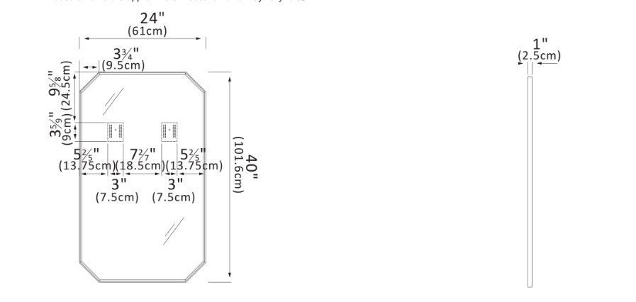 Vinnova, Sabadell 24 in. W x 40 in. H Octagon Metal Wall Mirror in Matte Black