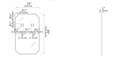 Vinnova, Sabadell 24 in. W x 40 in. H Octagon Metal Wall Mirror in Matte Black