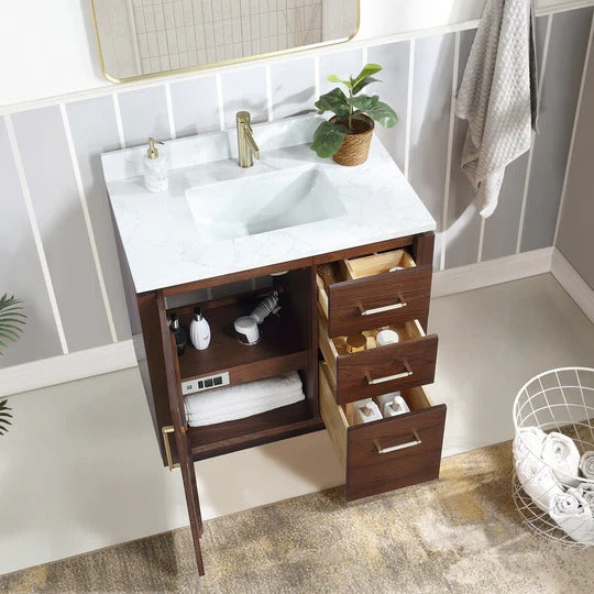 Vinnova San 36-inch freestanding bathroom vanity in Natural Walnut — view 2