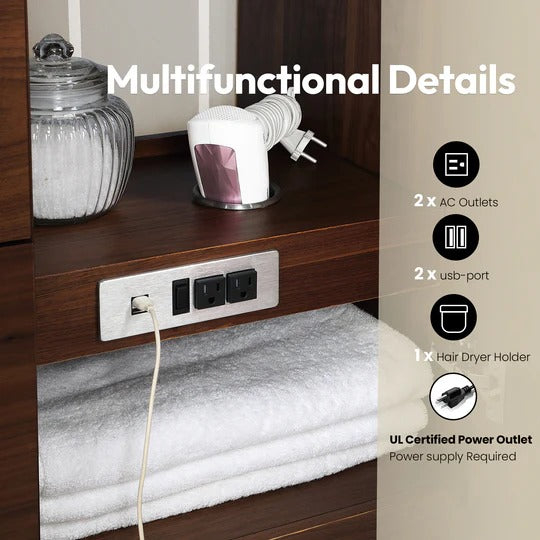 Vinnova San 36-inch freestanding bathroom vanity in Natural Walnut — view 8