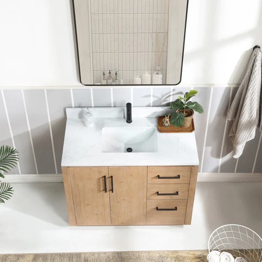 Vinnova San 42-inch freestanding bathroom vanity in Fir Wood Brown — view 2