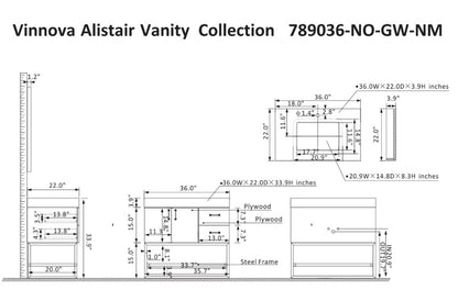 Vinnova Alistair 36-inch bathroom vanity in North American Oak — view 10