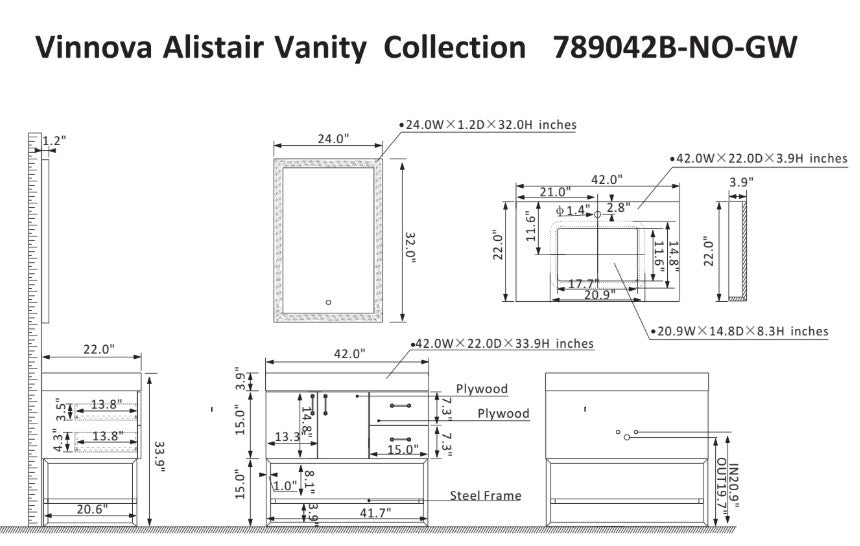 Vinnova Alistair bathroom vanity in North American Oak — view 10