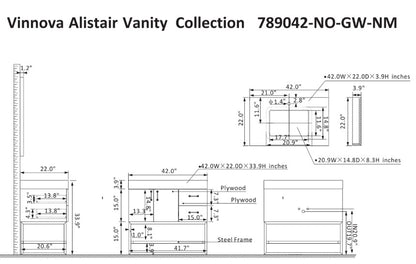 Vinnova Alistair 42-inch bathroom vanity in North American Oak — view 10
