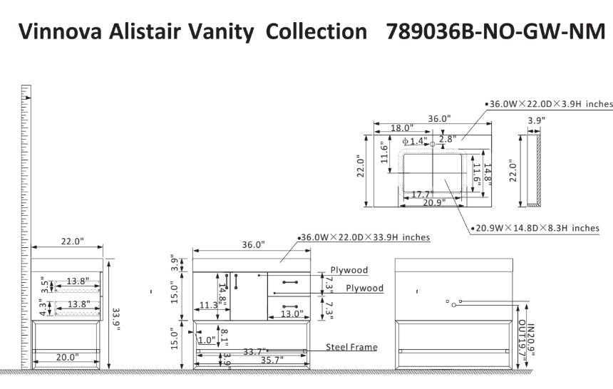 Vinnova Alistair bathroom vanity in North American Oak — view 8