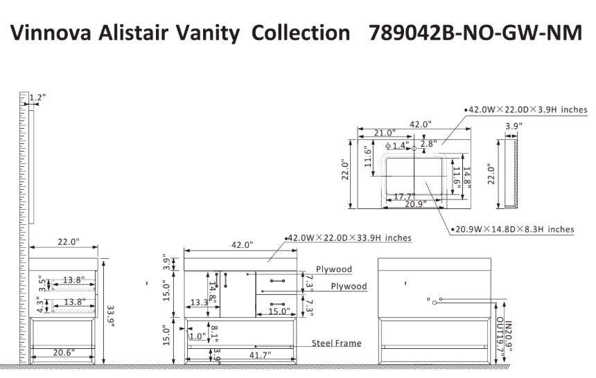 Vinnova Alistair bathroom vanity in North American Oak — view 5