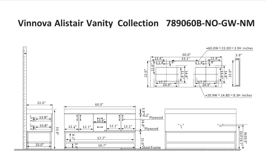 Vinnova Alistair bathroom vanity in North American Oak — view 8