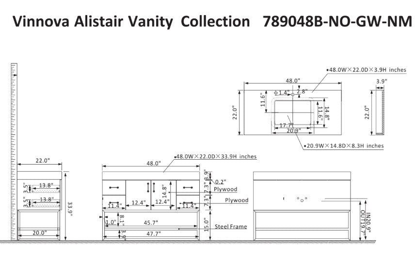 Vinnova Alistair bathroom vanity in North American Oak — view 5