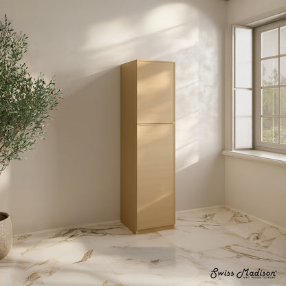 Swiss Madison, St. Tropez 15 x 15 x 60 Freestanding Linen Cabinet in Natural Oak