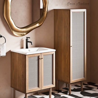 Swiss Madison, Classe 15.5 x 15 x 60 Freestanding Linen Cabinet in Toppan Oak