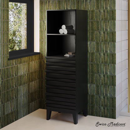 Swiss Madison, Cascade 17 x 17 x 60 Freestanding Linen Cabinet in Black Oak