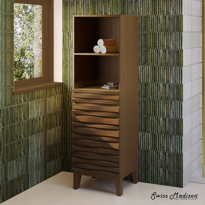 Swiss Madison, Cascade 17 x 17 x 60 Freestanding Linen Cabinet in Brown Oak