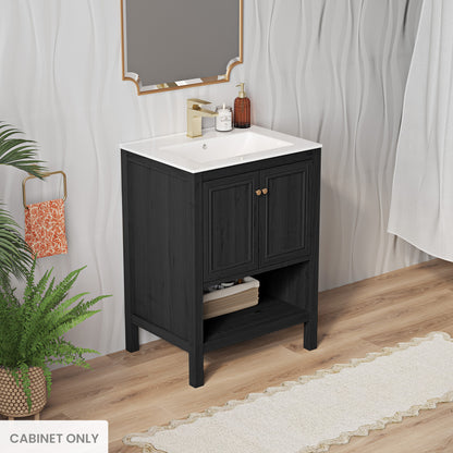 Swiss Madison, Chateau 24" Freestanding Bathroom Vanity Cabinet without Top in Black Oak