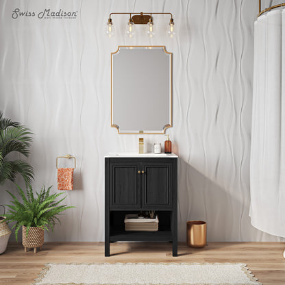 Swiss Madison, Chateau 24" Freestanding Bathroom Vanity in Black Oak with Sink Top