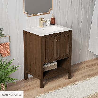 Swiss Madison Chateau 24-inch freestanding bathroom vanity in Brown Oak — view 2