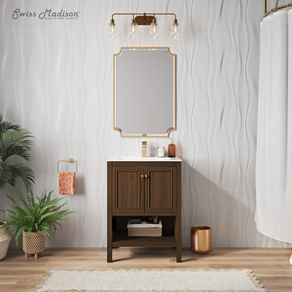 Swiss Madison, Chateau 24" Freestanding Bathroom Vanity in Brown Oak with Sink Top
