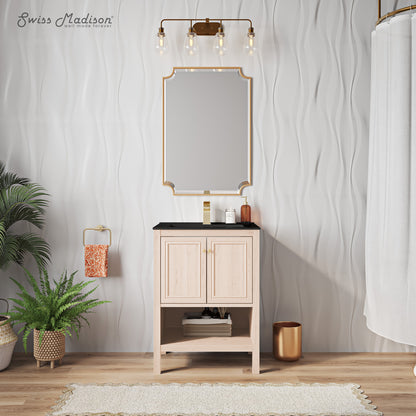 Swiss Madison, Chateau 24" Freestanding Bathroom Vanity in White Oak with Black Sink Top