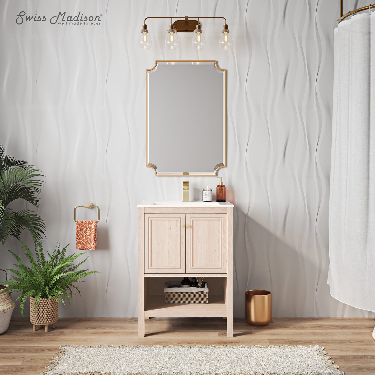 Swiss Madison, Chateau 24" Freestanding Bathroom Vanity in White Oak with Sink Top