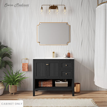 Swiss Madison, Chateau 36" Freestanding Bathroom Vanity Cabinet without Top in Black Oak