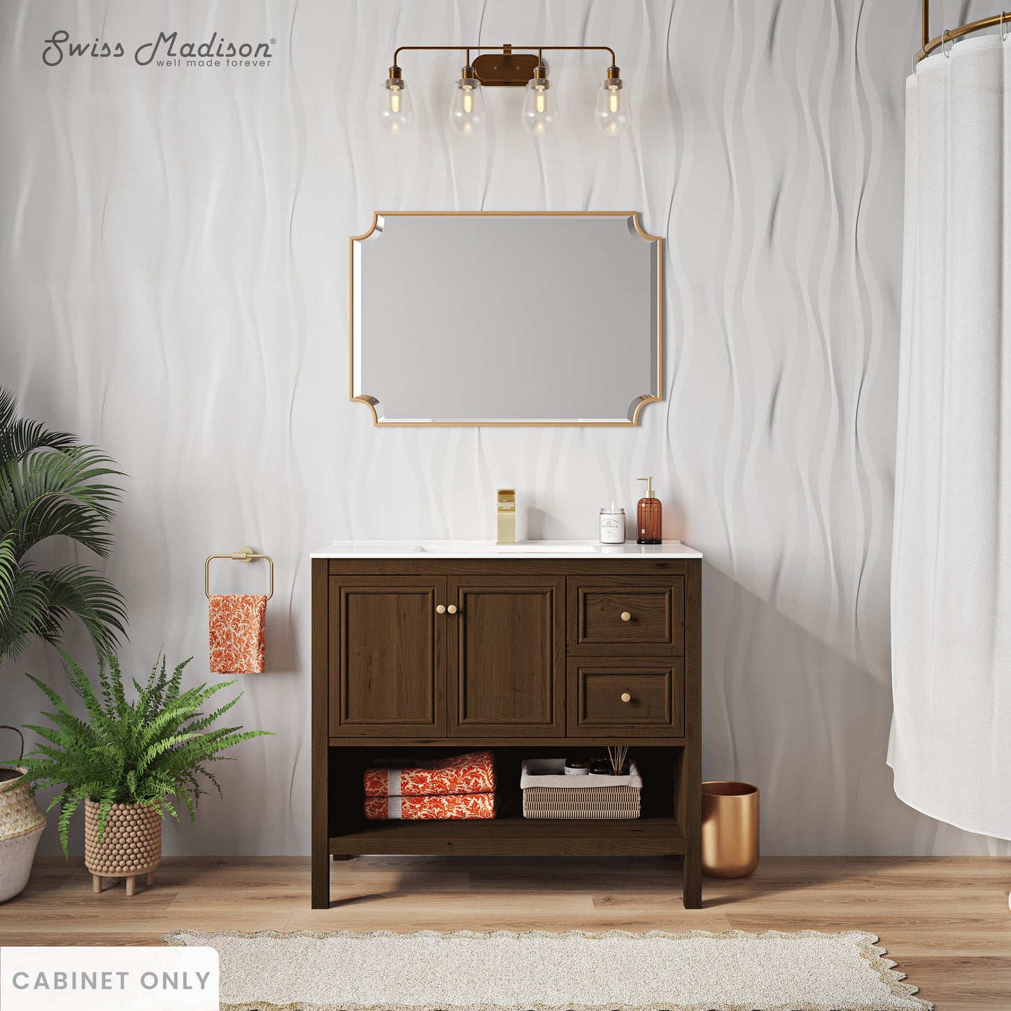 Swiss Madison Chateau 36-inch freestanding bathroom vanity in Brown Oak — view 2
