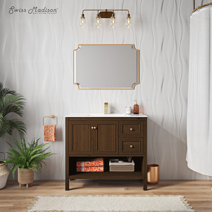 Swiss Madison Chateau 36-inch freestanding bathroom vanity in Brown Oak — view 5