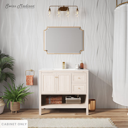 Swiss Madison, Chateau 36" Freestanding Bathroom Vanity Cabinet without Top in White Oak
