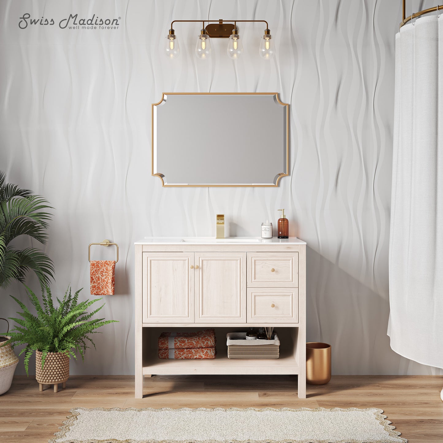 Swiss Madison, Chateau 36" Freestanding Bathroom Vanity in White Oak with Sink Top