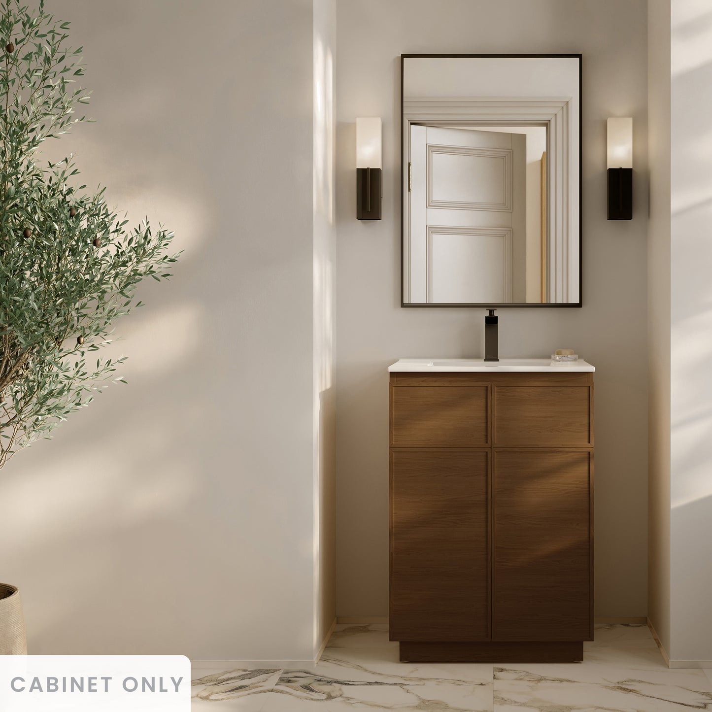 Swiss Madison, St. Tropez 24" Freestanding Bathroom Vanity Cabinet without Top in Brown Oak