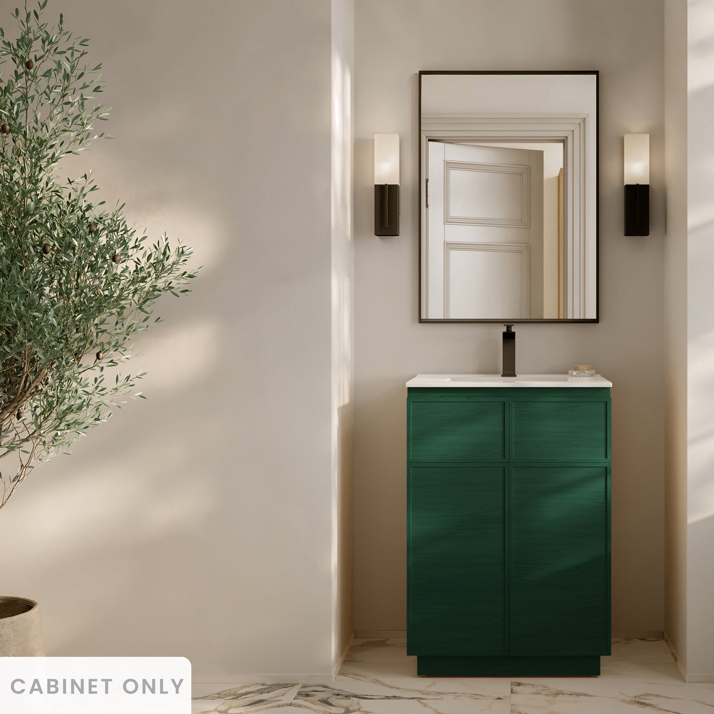 Swiss Madison, St. Tropez 24" Freestanding Bathroom Vanity Cabinet without Top in Green Oak