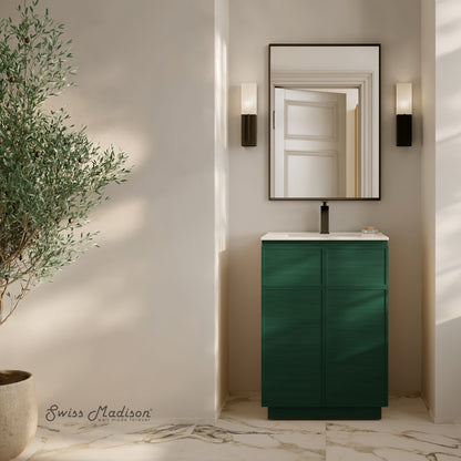 Swiss Madison, St. Tropez 24" Freestanding Bathroom Vanity in Green Oak with Sink Top