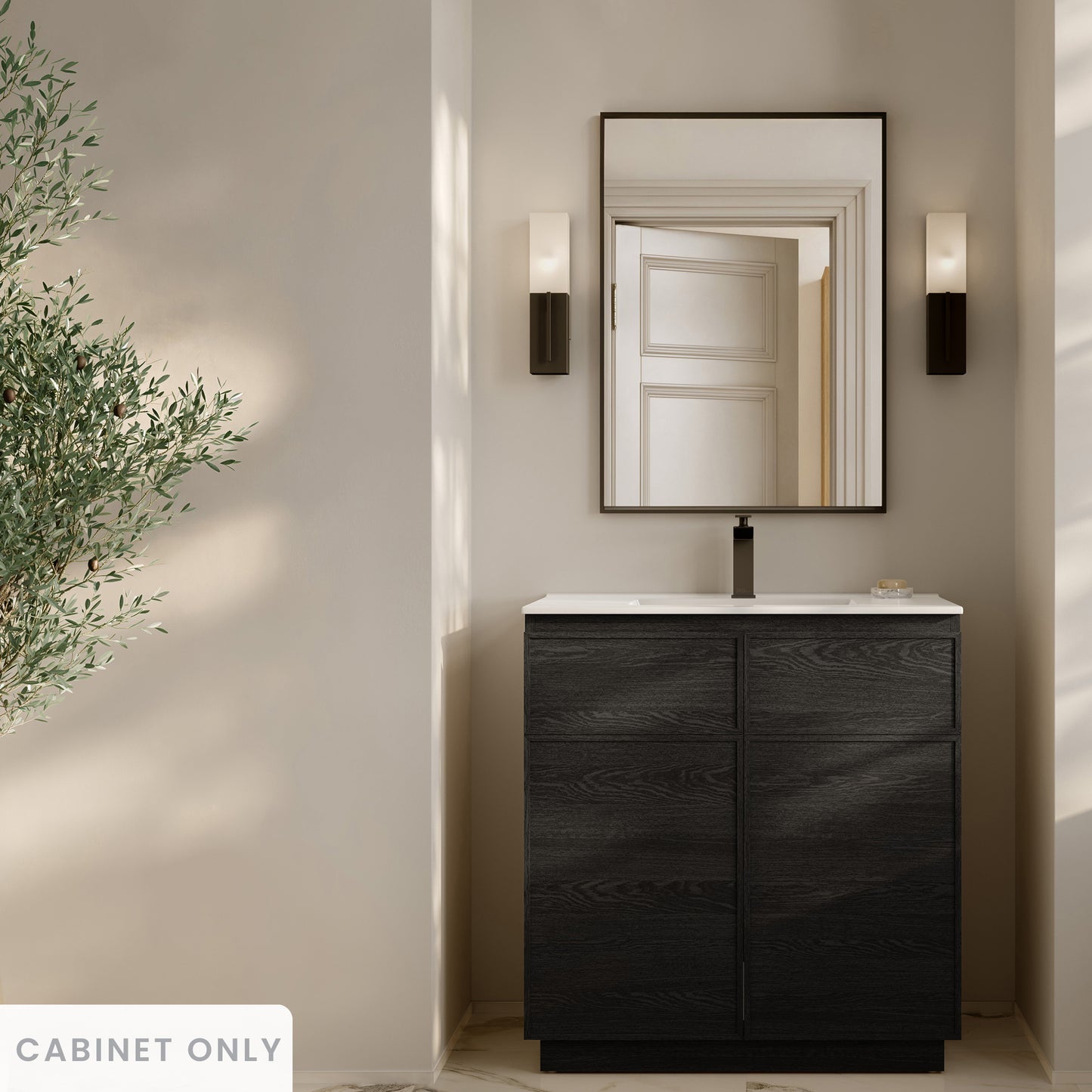 Swiss Madison, St. Tropez 36" Freestanding Bathroom Vanity Cabinet without Top in Black Oak