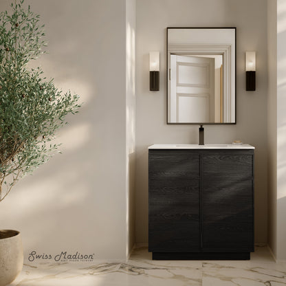 Swiss Madison, St. Tropez 36" Freestanding Bathroom Vanity in Black Oak with Sink Top