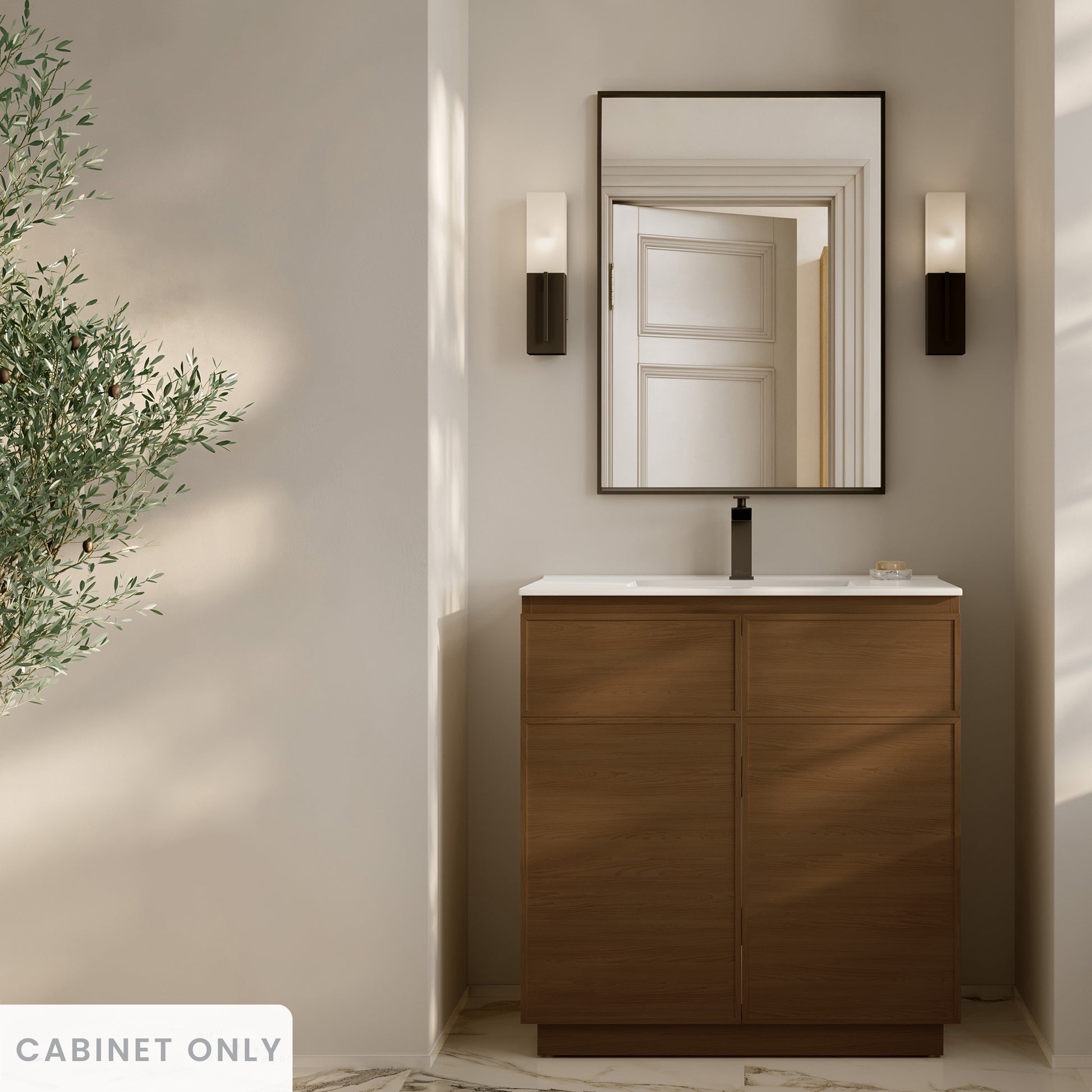Swiss Madison St. Tropez 36-inch freestanding bathroom vanity in Brown Oak — view 2