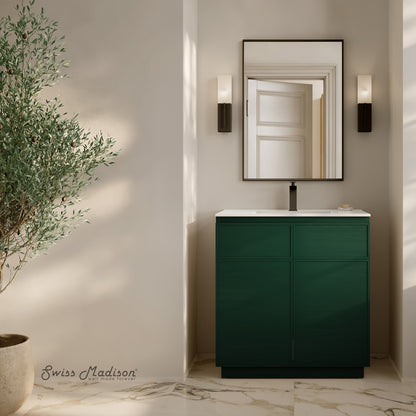 Swiss Madison St. Tropez 36-inch freestanding bathroom vanity in Green Oak — view 5