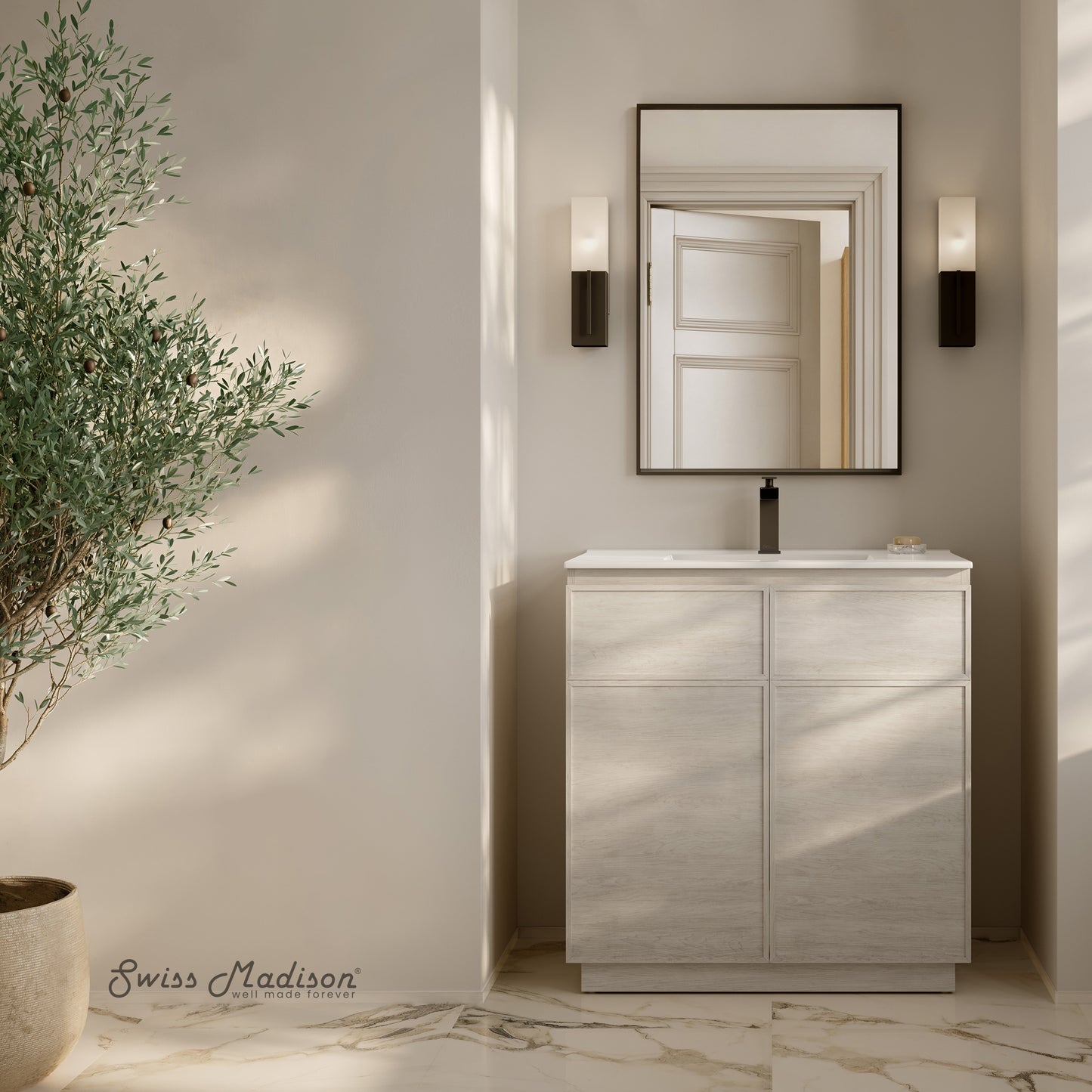 Swiss Madison St. Tropez 36-inch freestanding bathroom vanity in White Oak — view 5