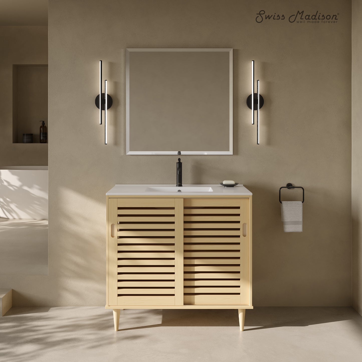 Swiss Madison Delice 36-inch freestanding bathroom vanity in Natural Oak — view 5