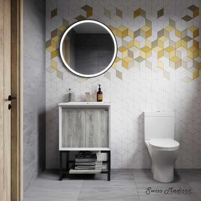 Swiss Madison, Marseille 24 Single, Two Doors, Open Shelf Bathroom Vanity