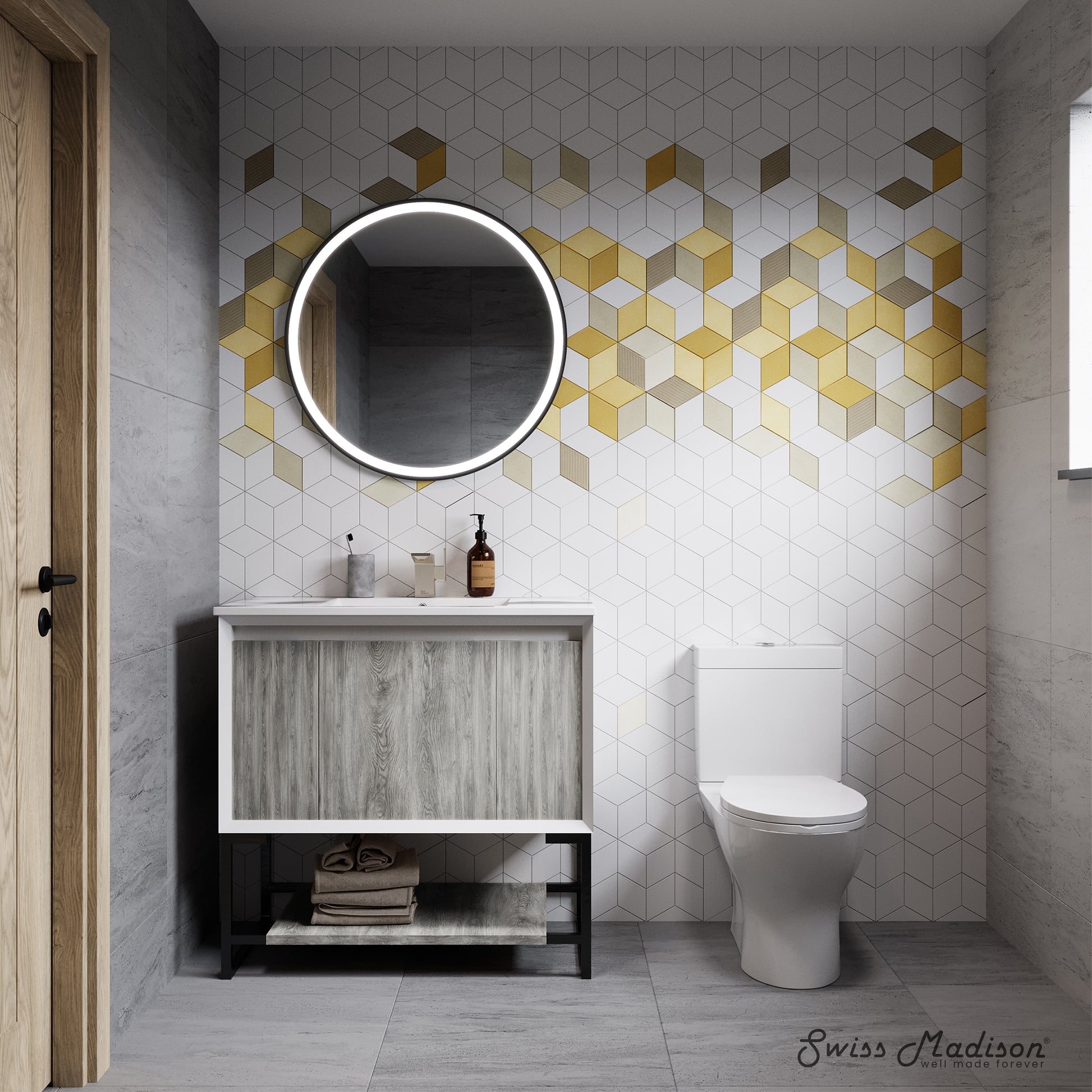 Swiss Madison Marseille 36-inch freestanding bathroom vanity in Gray Oak — view 6