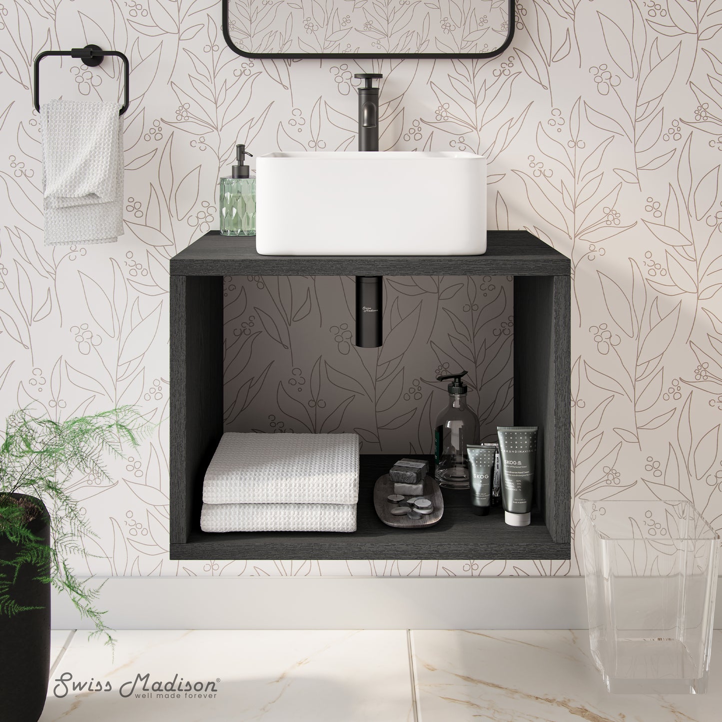 Swiss Madison, Concorde 24'' Wall-Hung Vanity In Black