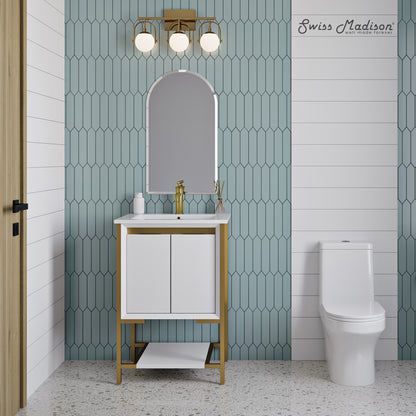 Swiss Madison, Marseille 24" Bathroom Vanity in White and Brushed Gold