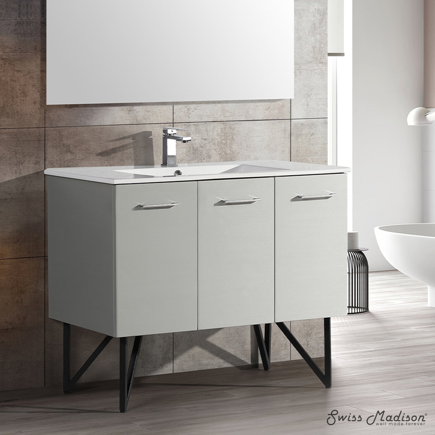 Swiss Madison, Annecy 48" Freestanding Bathroom Vanity in Gray with Sink Top