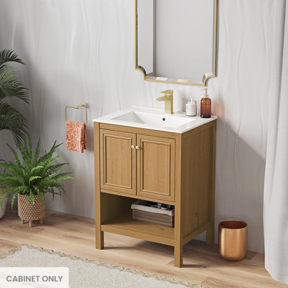 Swiss Madison, Chateau 24" Freestanding Bathroom Vanity Cabinet without Top in Golden Oak