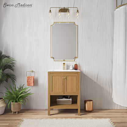 Swiss Madison, Chateau 24" Freestanding Bathroom Vanity in Golden Oak with Sink Top
